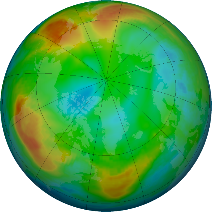 Arctic ozone map for 22 December 1983